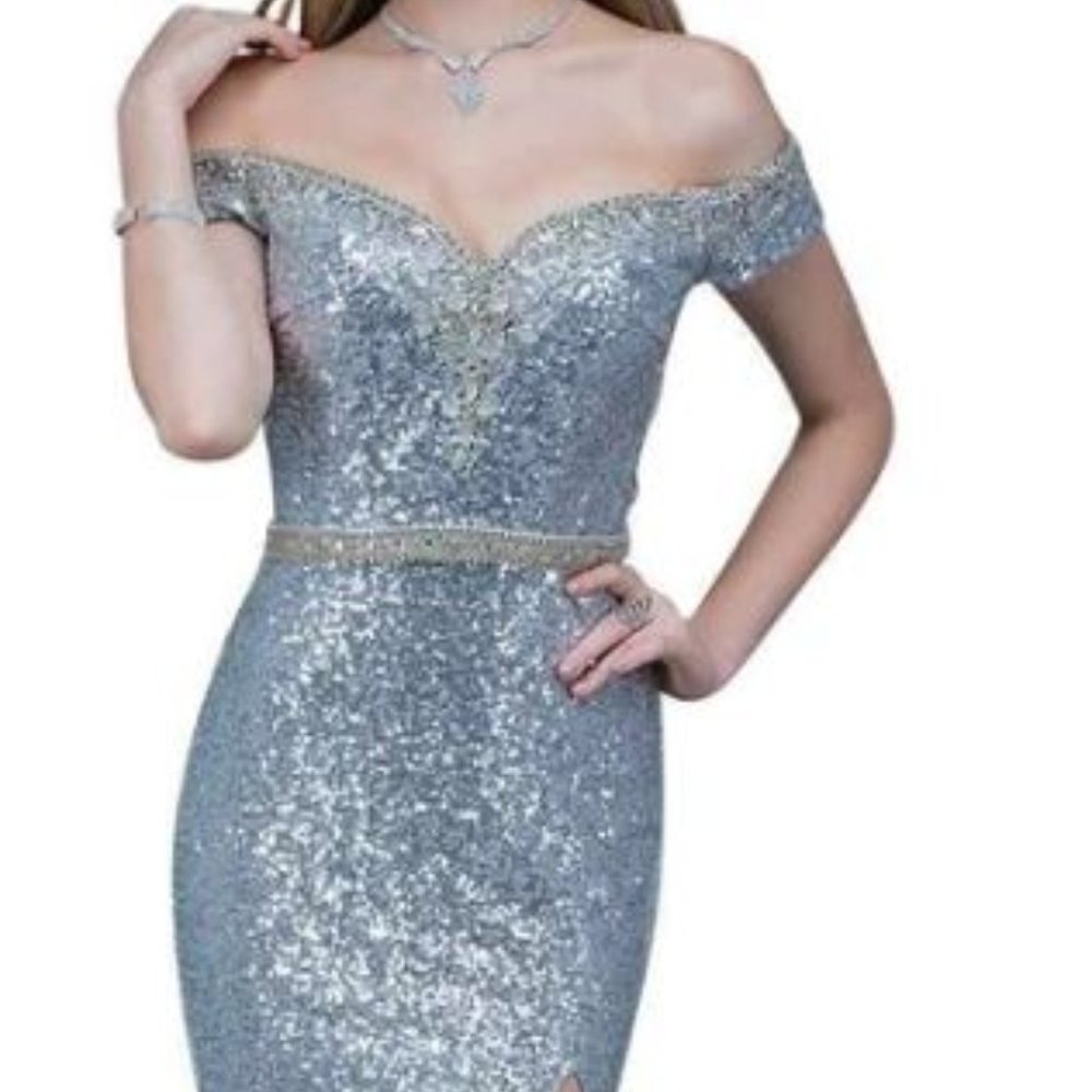 Off the Shoulder Sequin Long Dress